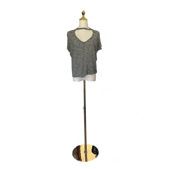 Lucky Brand Shirt Womens Small Striped Cutout Keyhole Lightweight Casual Top - Picture 1 of 5